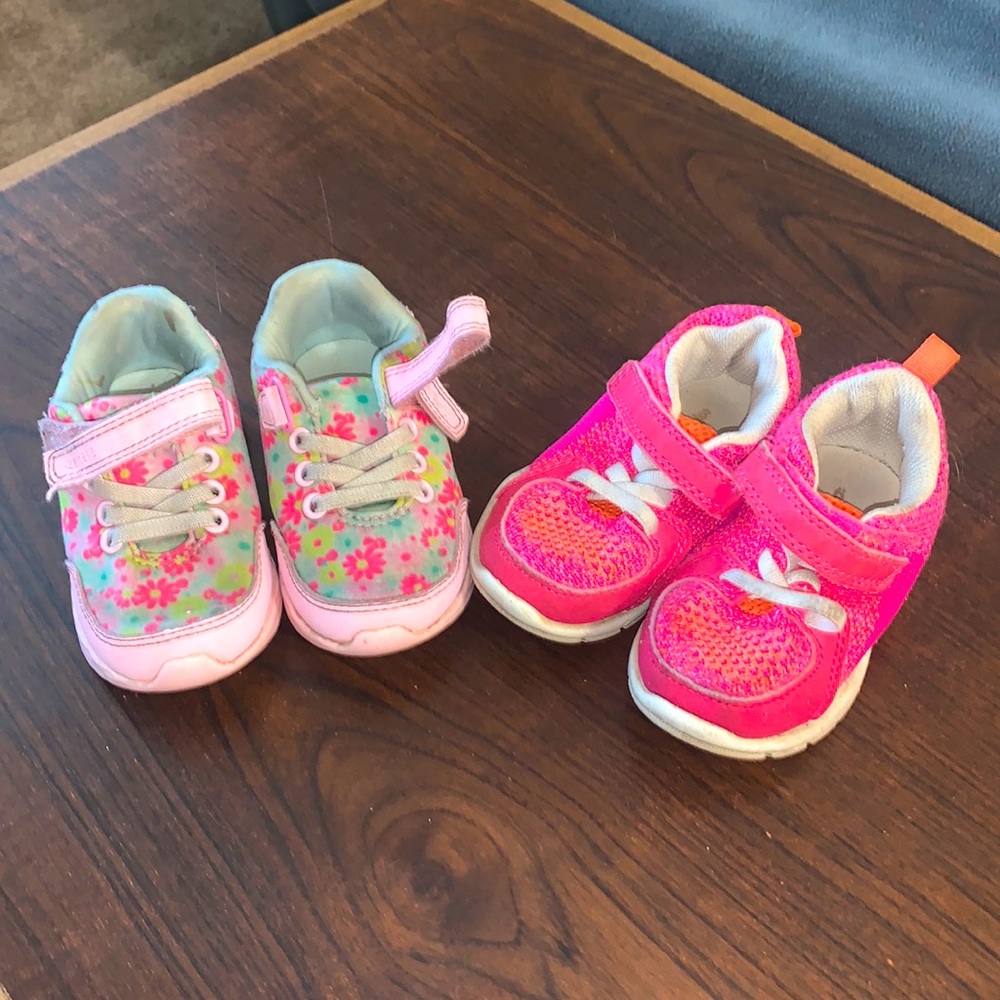 TWO PAIRS! Little girls size 6 sneakers